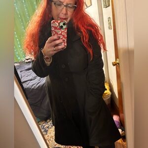 Beautiful flowy, black coat from Unique Vintage. Perfect for over retro dresses!